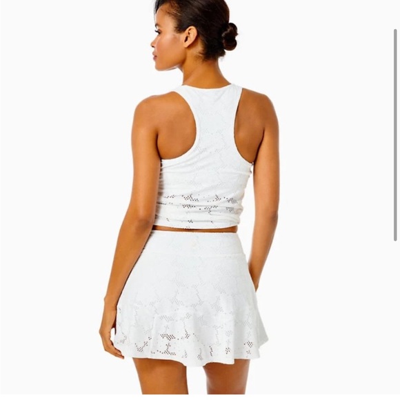 NWT Lilly Pulitzer Luxletic Corrine Skort Asana Tank White Floral Eyelet XS - Picture 2 of 9